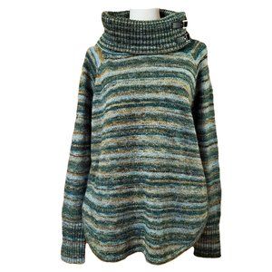 NWT Leo & Nicole Convertible Turtleneck Tunic Sweater Green Striped Women's Sz M